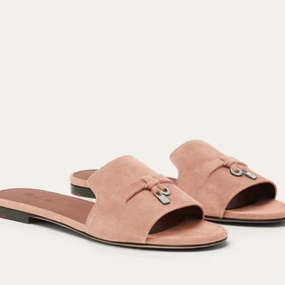 SOLD! NWT Loro Piana Summer Charms Flats Sandal Pink Suede Slide - Picture 1 of 7
